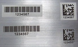 Canada laser engraving of barcode on aluminum by Canadian supplier of high resolution electro-chemical machine to etch products, parts & brand and identify metal, steel or glass.